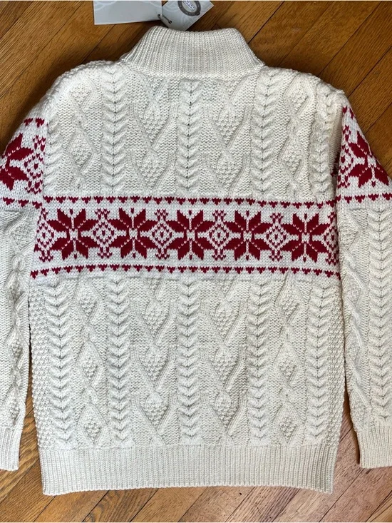 ARAN SWEATER MARKET Irish Knit 100% Wool Cream Cable Knit Half-Zip Sweater - Picture 5 of 14